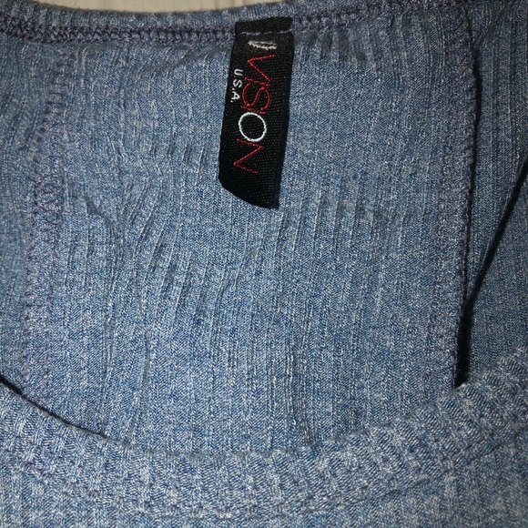 VIsion USA • Gray | Blue Cut Out • Tie - Up Back • Long Sleeve Top - Picture 2 of 9